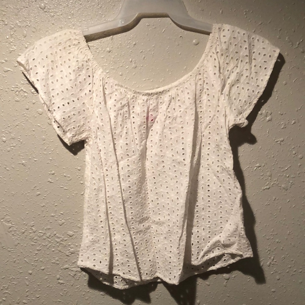 No boundaries white eyelet top